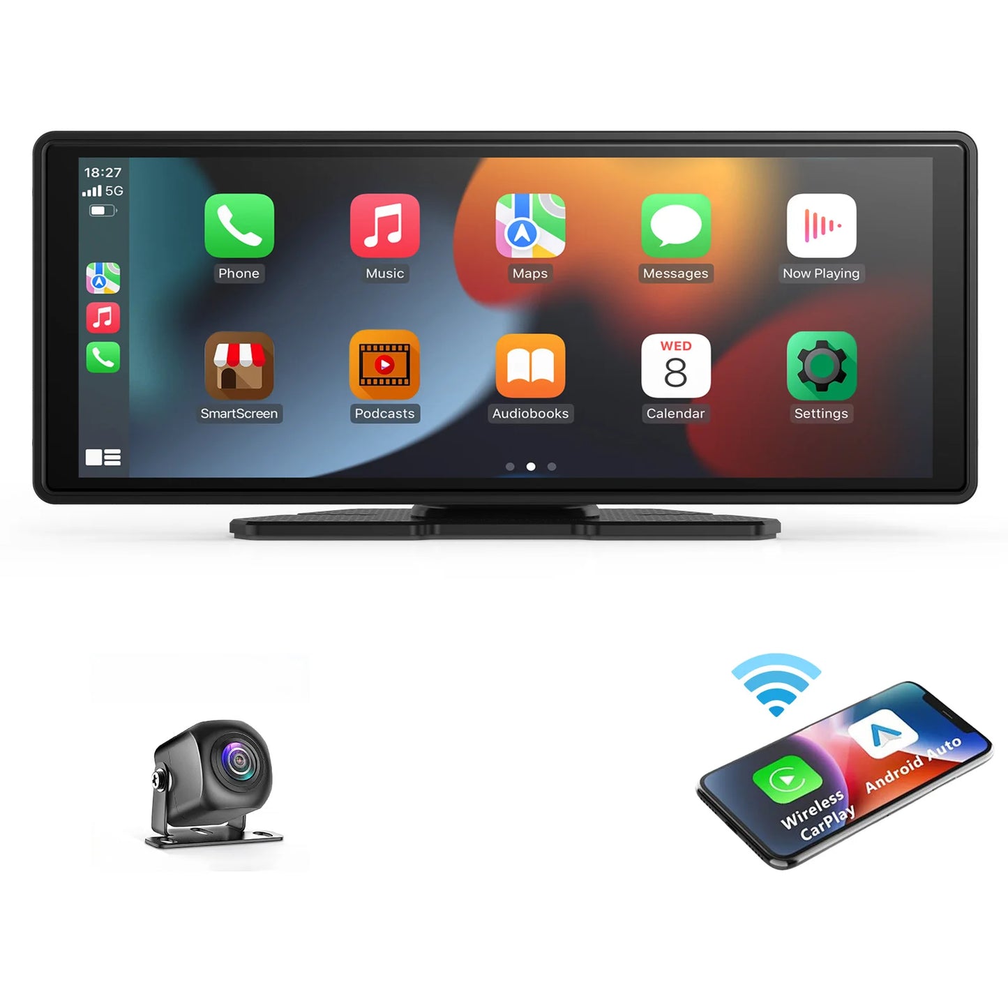 10.26Inch Carplay MP5 Player Portable BT Touch Srceen Wireless Carplay Android Auto Car Radio for Apple or Android Video Stereo