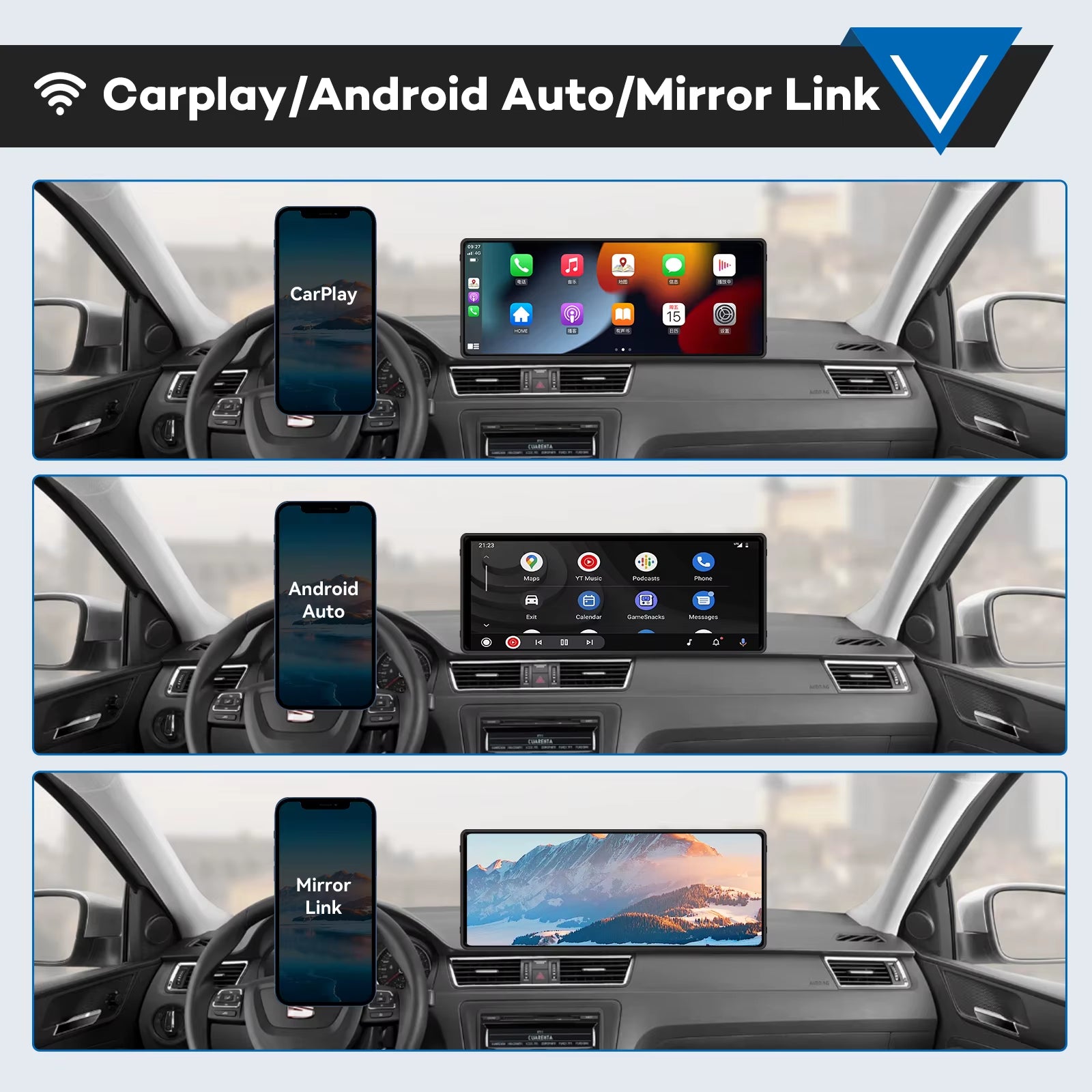 10.26Inch Carplay MP5 Player Portable BT Touch Srceen Wireless Carplay Android Auto Car Radio for Apple or Android Video Stereo